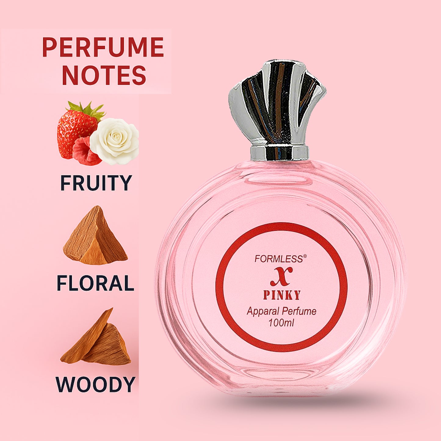 Formless X Pinky Fragrance 100ML Perfume for Women | Long-Lasting Multi-Fragrance | Floral, Fruity & Sweet Scents | Premium Perfume for Everyday & Special Occasions